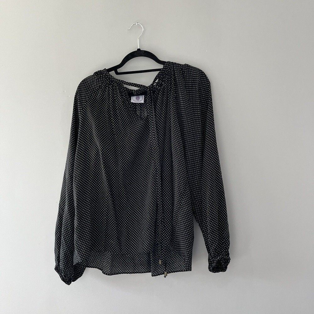 Muche muchette black polka dot blouse lightweight professional